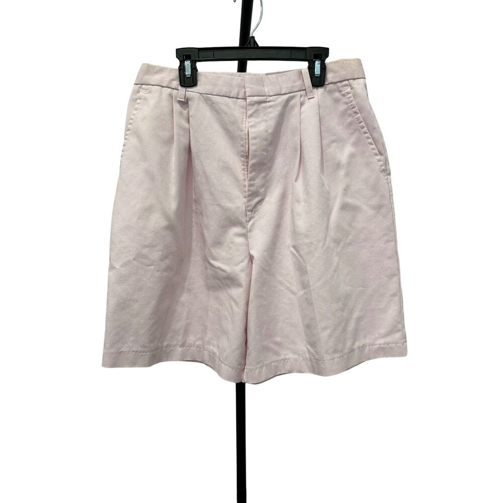 Vintage Chic High Waist Fit Light Pink Pleated Shorts Size 14